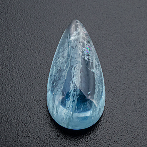 Aquamarine from Brazil. 5.29 Carat. Cabochon Pear, very distinct inclusions