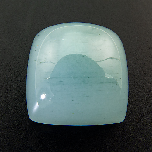 Aquamarine from Africa. 25.37 Carat. Cabochon Cushion Square, semi-translucent