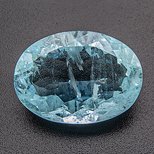 Aquamarine from Africa. 11.28 Carat. Oval, very distinct inclusions