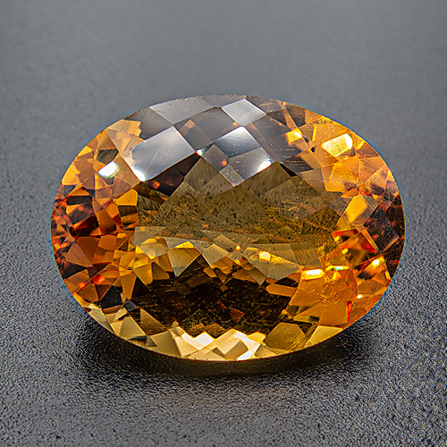 Citrine from Brazil. 16.29 Carat. Oval Checkerboard, eyeclean
