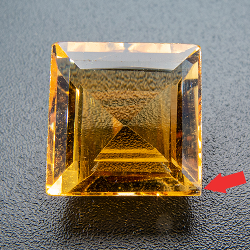 Citrine from Brazil. 3.8 Carat. Due to an inclusion in one corner this gem must be set with care