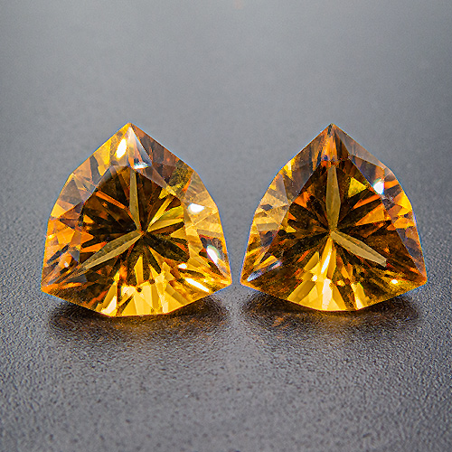 Citrine from Brazil. 8.49 Carat. Perfect pair, very well cut, vibrant