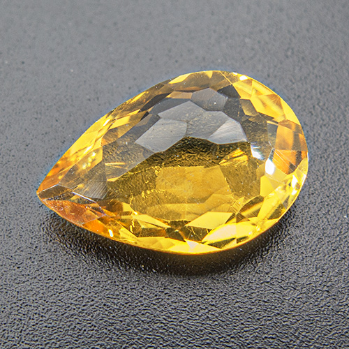 Citrine from Brazil. 4.52 Carat. Pear Checkerboard, very very small inclusions