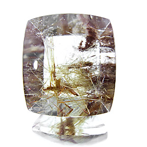 Quartz With Epidote Inclusions from Brazil. 23.55 Carat. Cabochon Cushion, very distinct inclusions