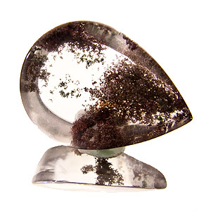 "Lodolite" from Brazil. 26.21 Carat. Cabochon Pear, very distinct inclusions