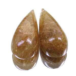Rutilated Quartz from Brazil. 11.94 Carat. Cabochon Pear, very distinct inclusions