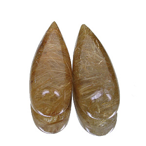 Rutilated Quartz from Brazil. 17.78 Carat. Cabochon Pear, very distinct inclusions