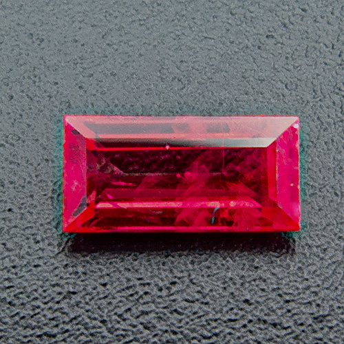 Ruby from Myanmar. 0.44 Carat. Baguette, distinct inclusions