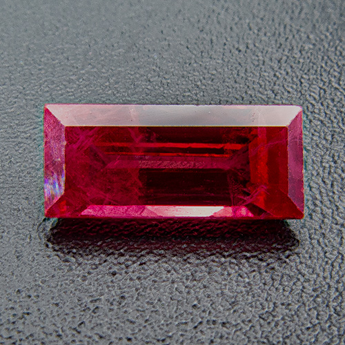 Ruby from Myanmar. 0.74 Carat. Baguette, distinct inclusions
