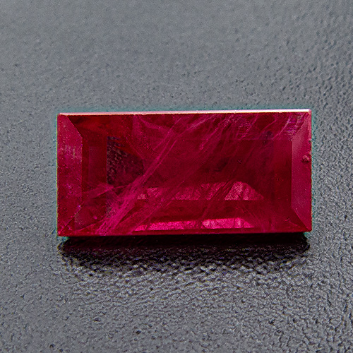 Ruby from Myanmar. 1.18 Carat. Baguette, very distinct inclusions