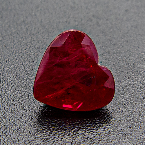 Ruby from Myanmar. 0.64 Carat. Heart, very distinct inclusions