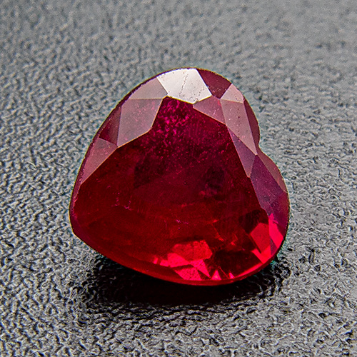 Ruby from Myanmar. 0.65 Carat. Heart, very distinct inclusions