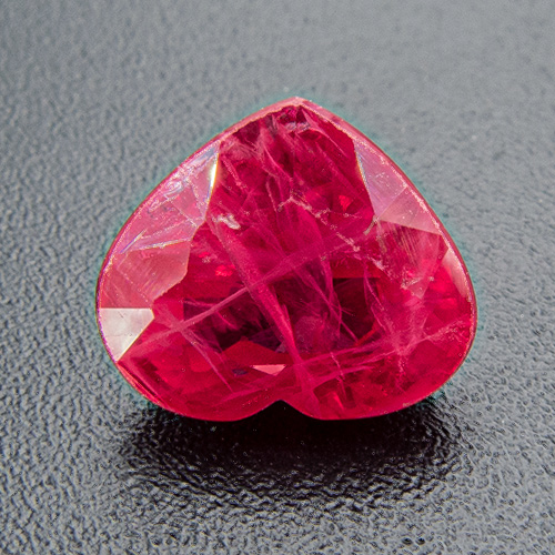 Ruby from Myanmar. 1.79 Carat. Heart, very, very distinct inclusions
