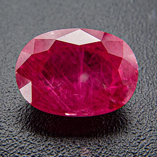 Ruby from Myanmar. 1.2 Carat. Oval, very distinct inclusions