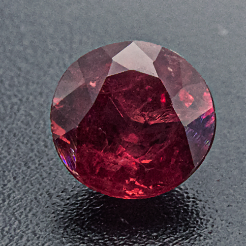 Ruby from Mozambique. 1.06 Carat. Round, very distinct inclusions