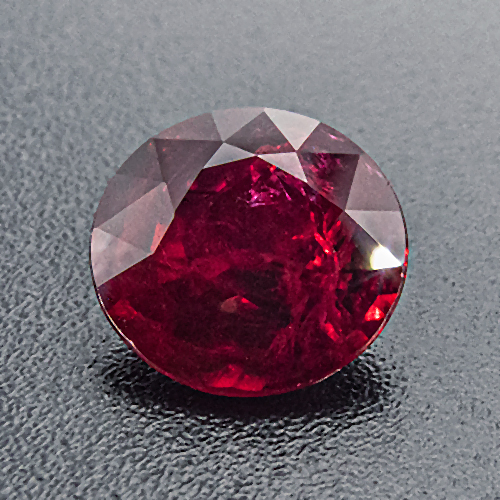 Ruby from Mozambique. 1.12 Carat. Round, distinct inclusions
