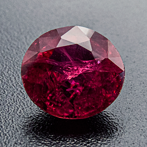 Ruby from Mozambique. 1.19 Carat. Round, very distinct inclusions