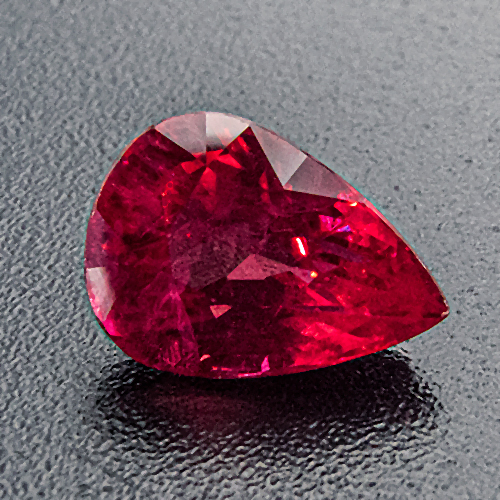 Ruby from Myanmar. 1.05 Carat. Pear, very, very distinct inclusions