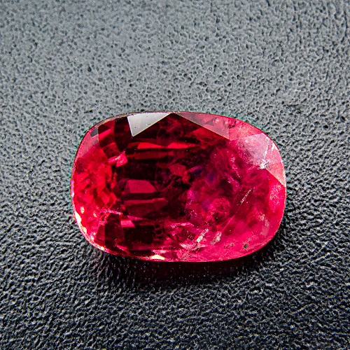 Ruby from Myanmar. 1.02 Carat. Cushion, very distinct inclusions