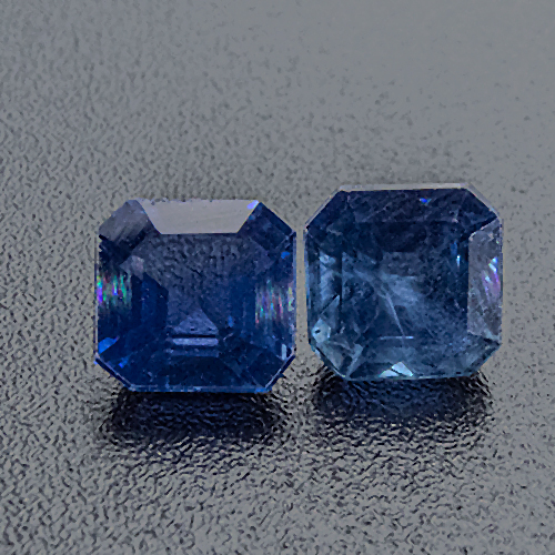 Sapphire from Thailand. 1.32 Pair. Emerald Cut, small inclusions