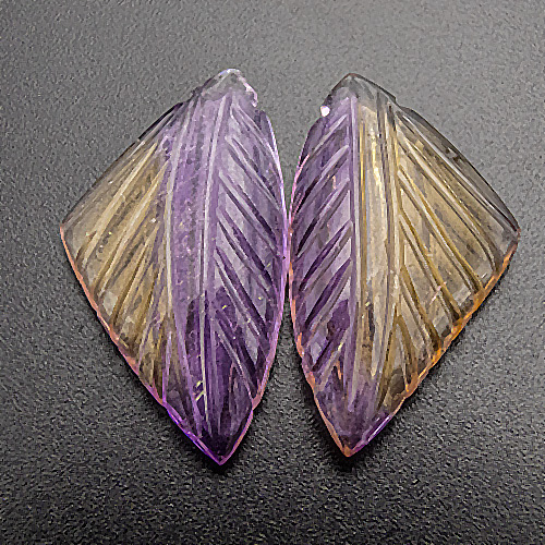 Ametrine from Bolivia. 26.82 Carat. Handcarved in India in the early 1980ies