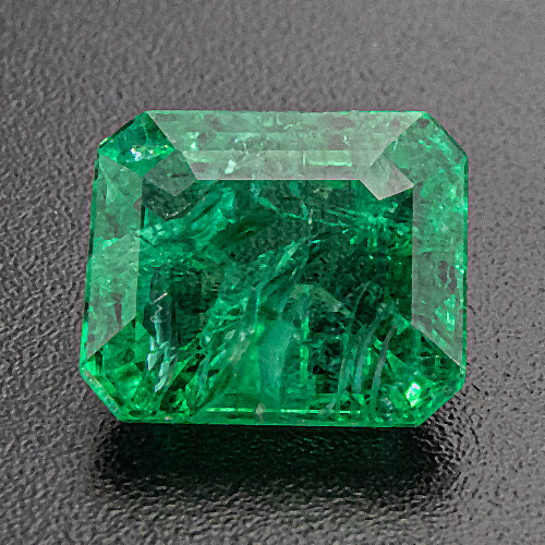 Emerald from Zambia. 2 Carat. Emerald Cut, distinct inclusions