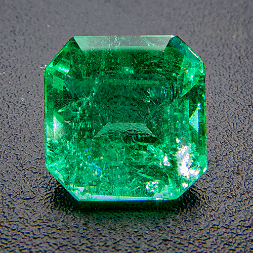 Emerald from Zambia. 1.31 Carat. Emerald Cut, very distinct inclusions