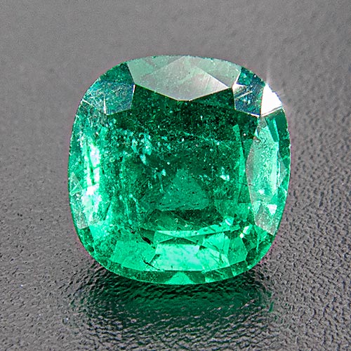 Emerald from Zambia. 1.2 Carat. Cushion, very distinct inclusions