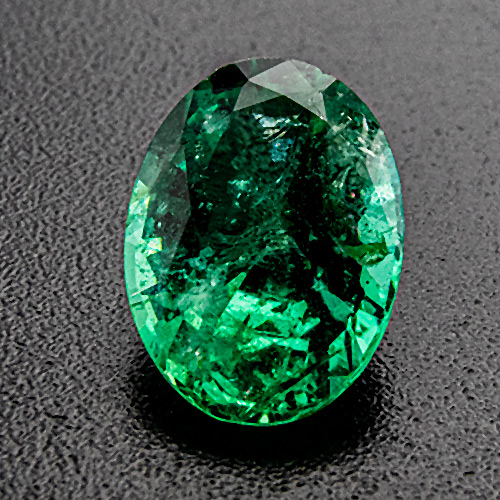 Emerald from Zambia. 1.2 Carat. Oval, distinct inclusions