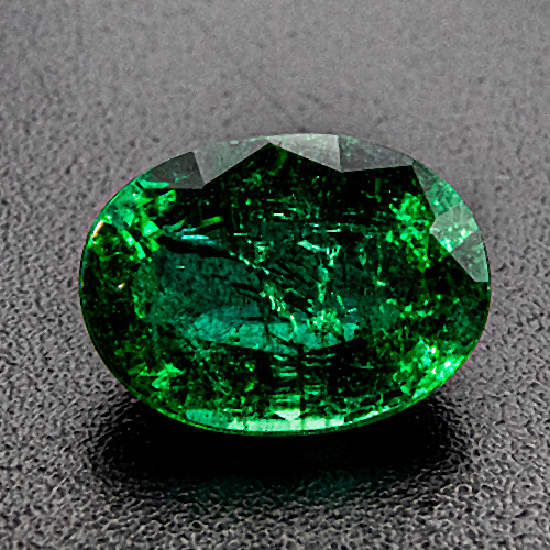 Emerald from Zambia. 1.37 Carat. Oval, distinct inclusions