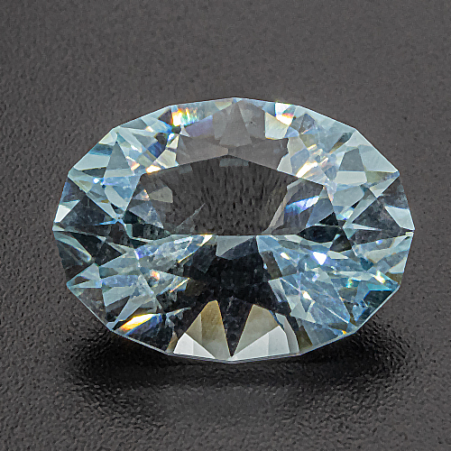 Natural Blue Topaz from Brazil. 7.95 Carat. The thick girdle not only adds weight, it also helps to develop as much colour as possible from rather pale rough.