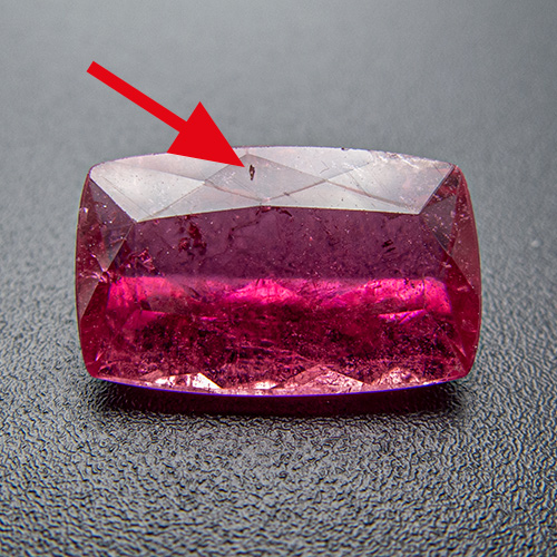 Tourmaline (Rubellite) from Brazil. 4.05 Carat. Small natural cavity on crown facet
